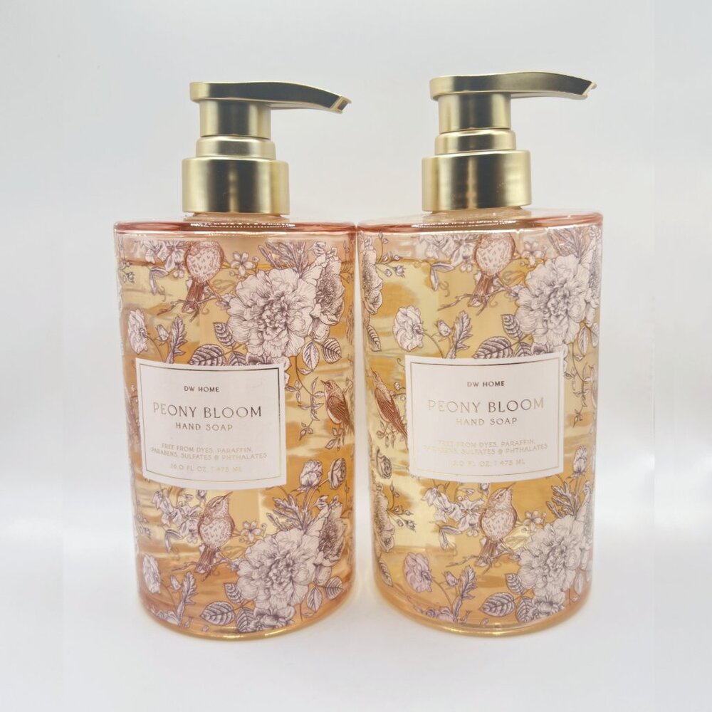 NEW 2x DW Home Peony Bloom Glass Bottle Hand Soap - 16 fl oz